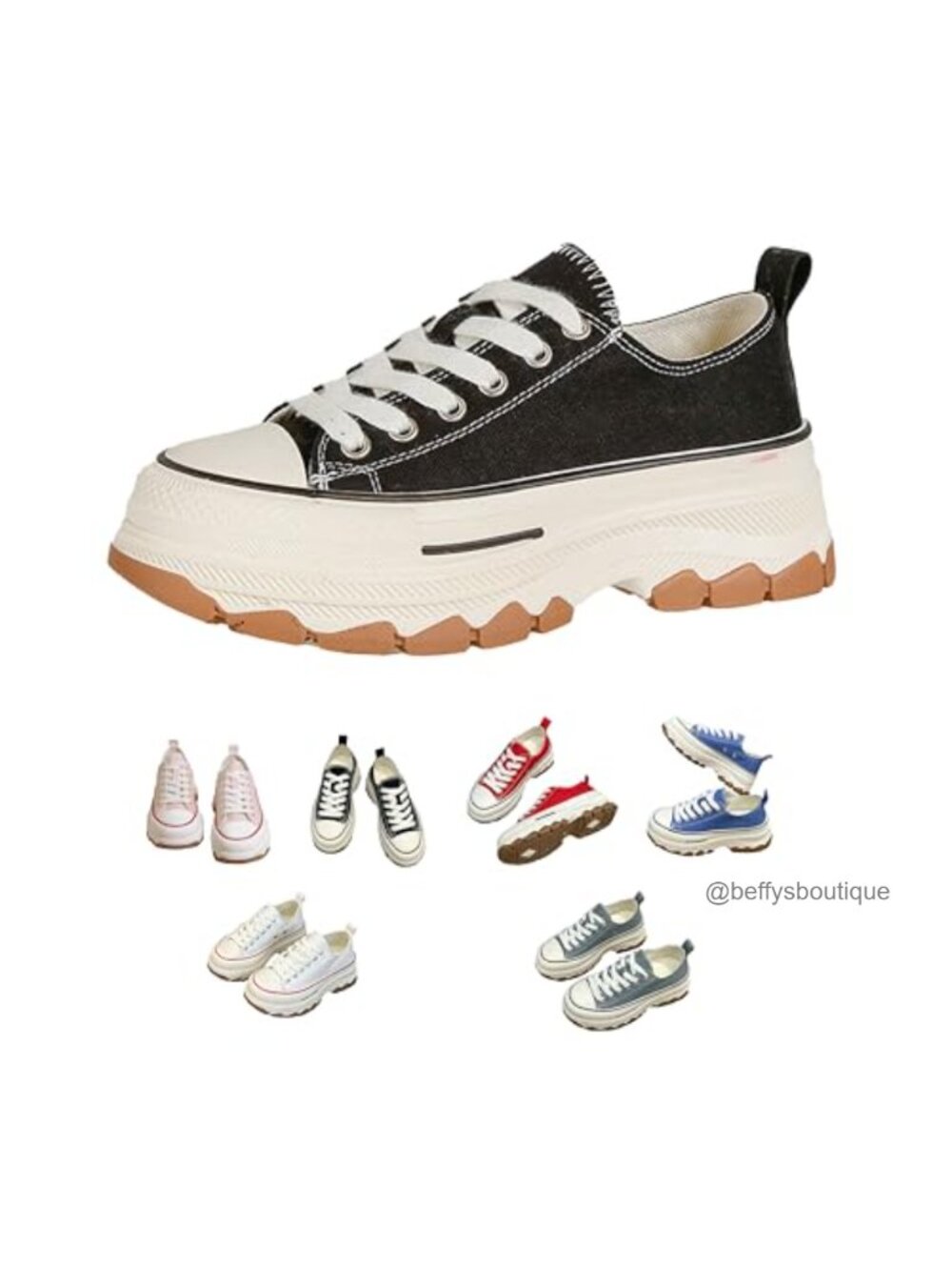 Y2K Canvas Chunky Platform Sneakers Lace-Up Casual Fashion Shoes